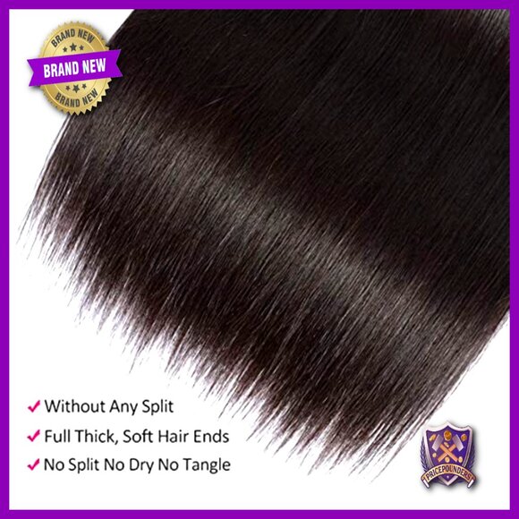 12A Brazilian Human Hair Extensions 16-20 Inch Straight Bundles 3 Pack main image 4